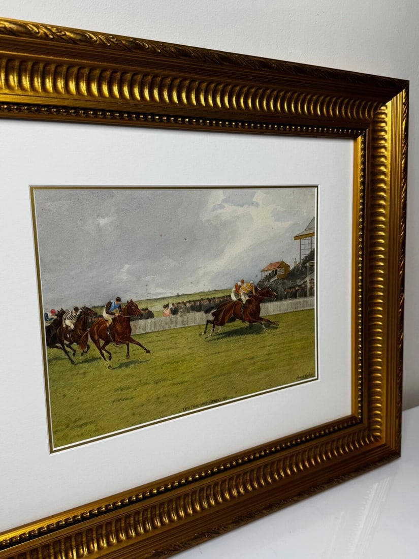 Equestrian Painting 2000 Guineas 1910 Neil Gow Wins at Newmarket By Issac Cullin - 3