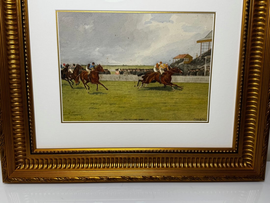 Equestrian Painting 2000 Guineas 1910 Neil Gow Wins at Newmarket By Issac Cullin - 4