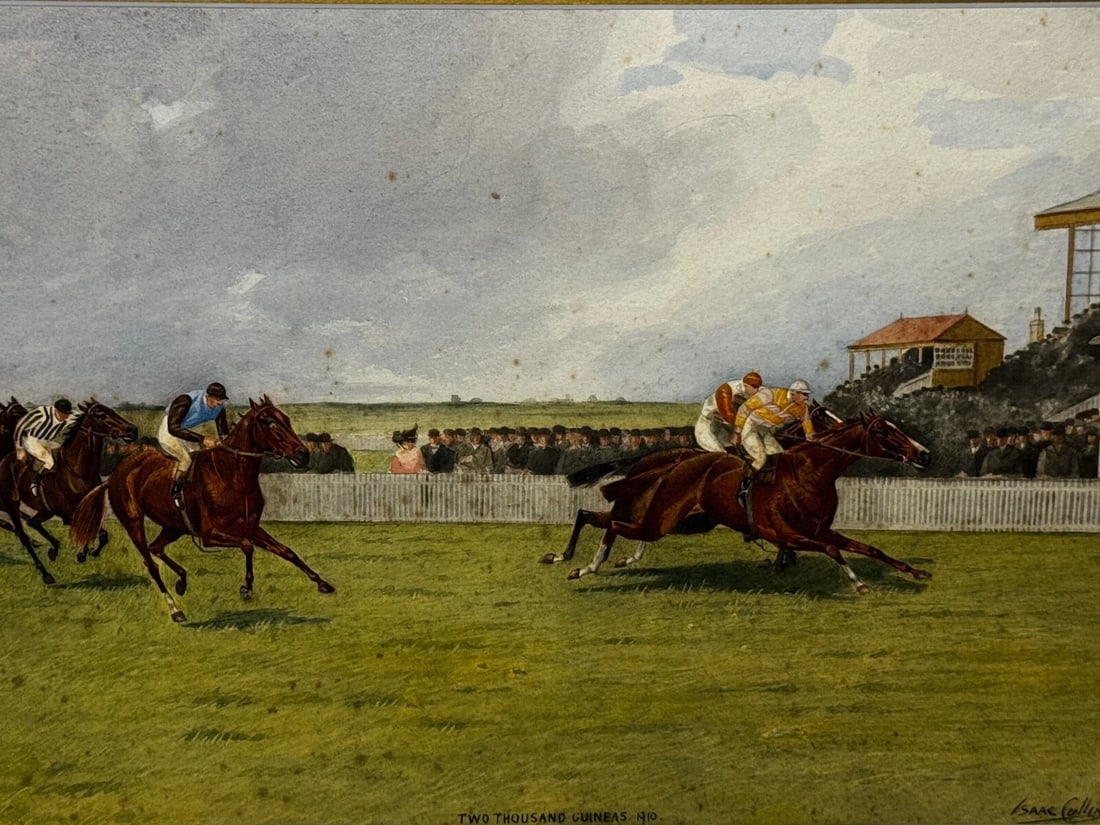 Equestrian Painting 2000 Guineas 1910 Neil Gow Wins at Newmarket By Issac Cullin - 8