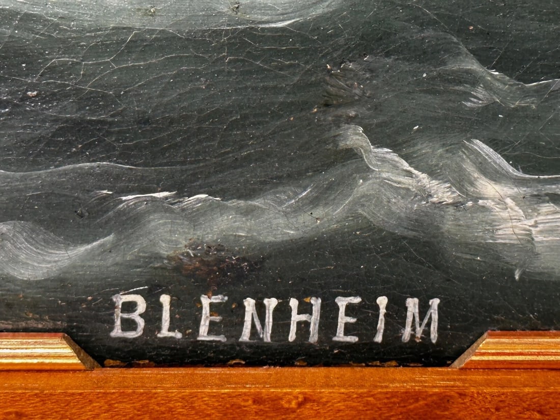 Oil Painting Marine Ship Blake Class Cruiser Royal Navy HMS Blenheim C1900's - 18