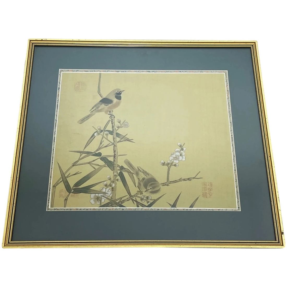 Chinese Painting 2 Wild Birds Plum Blossom Eyes After Zhao Ji (趙佶, 1082–1135)