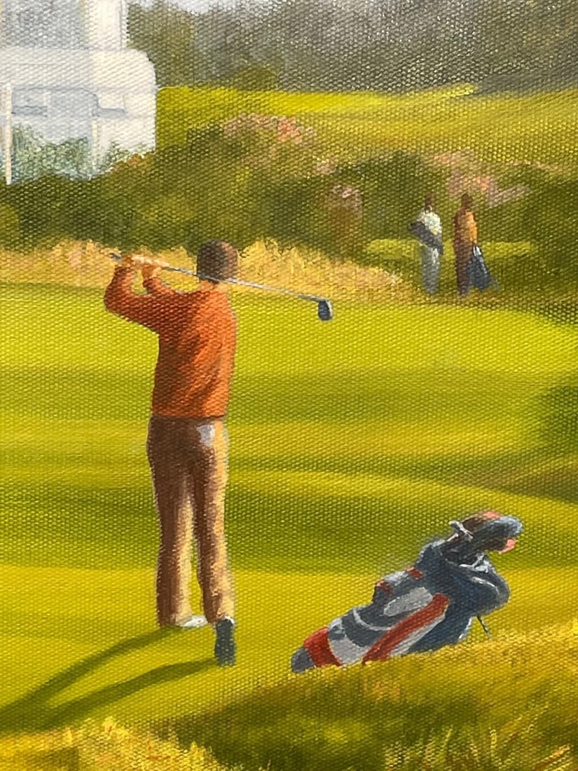 English Sporting Oil Painting Golf Players At Royal Birkdale Southport - 4