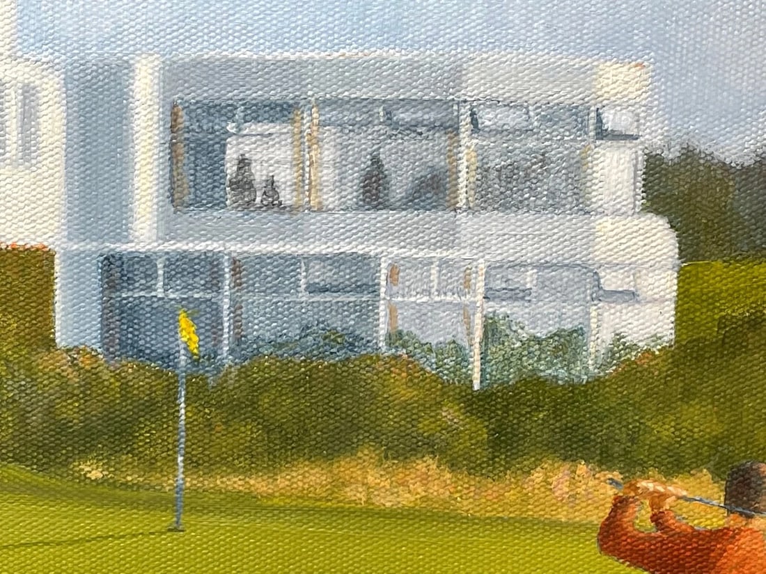English Sporting Oil Painting Golf Players At Royal Birkdale Southport - 7
