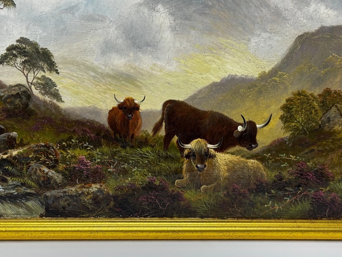 Painting Ben Lawers First Light Morning Mist Highland Cattle Beside Loch Tay - 4