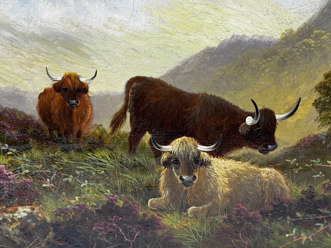 Painting Ben Lawers First Light Morning Mist Highland Cattle Beside Loch Tay - 6