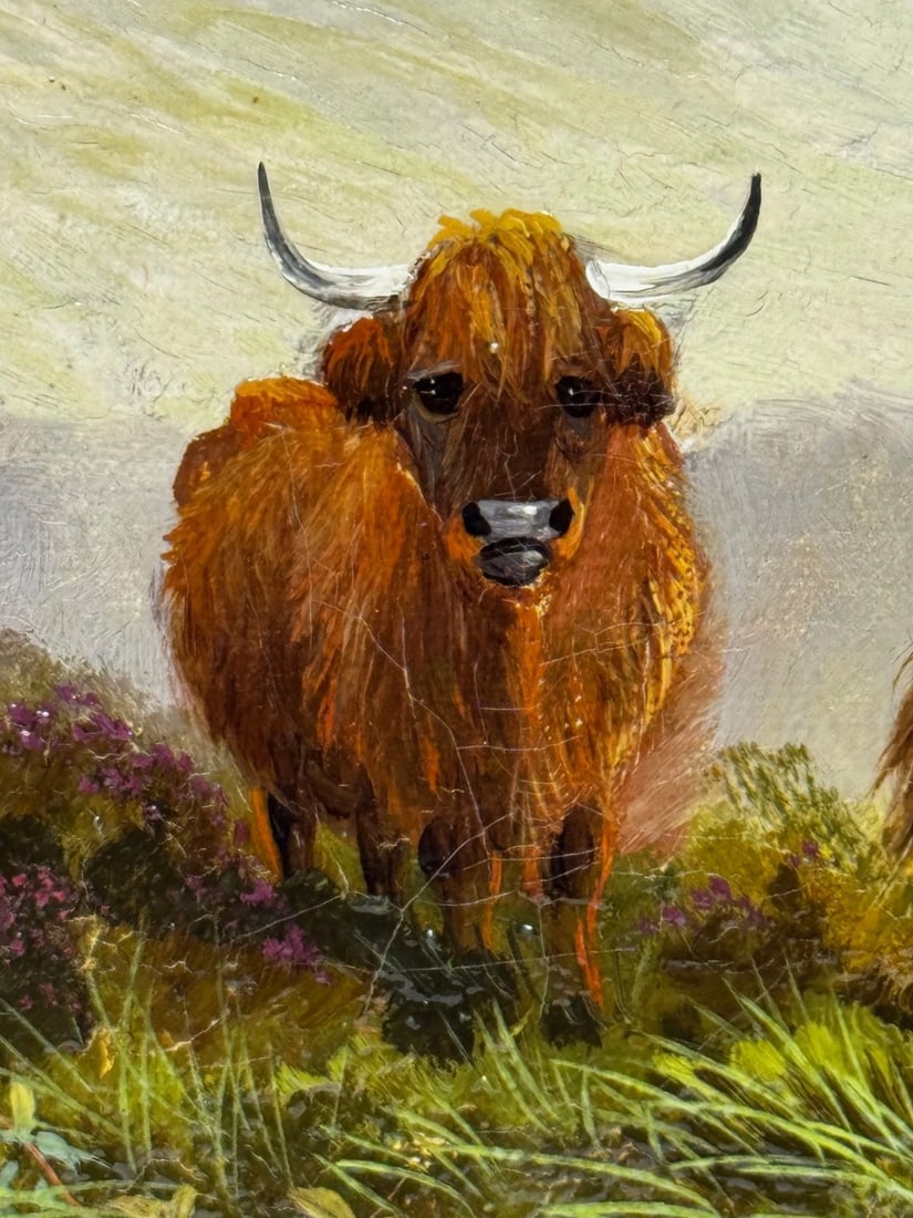 Painting Ben Lawers First Light Morning Mist Highland Cattle Beside Loch Tay - 9