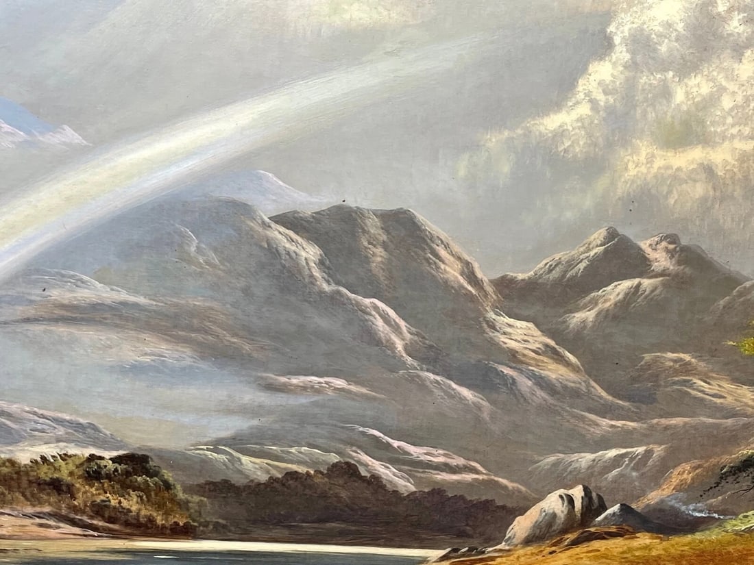 Landscape Oil Masterpiece“A Summer Shower Passing Over the Snowdon Range" C1878 - 12