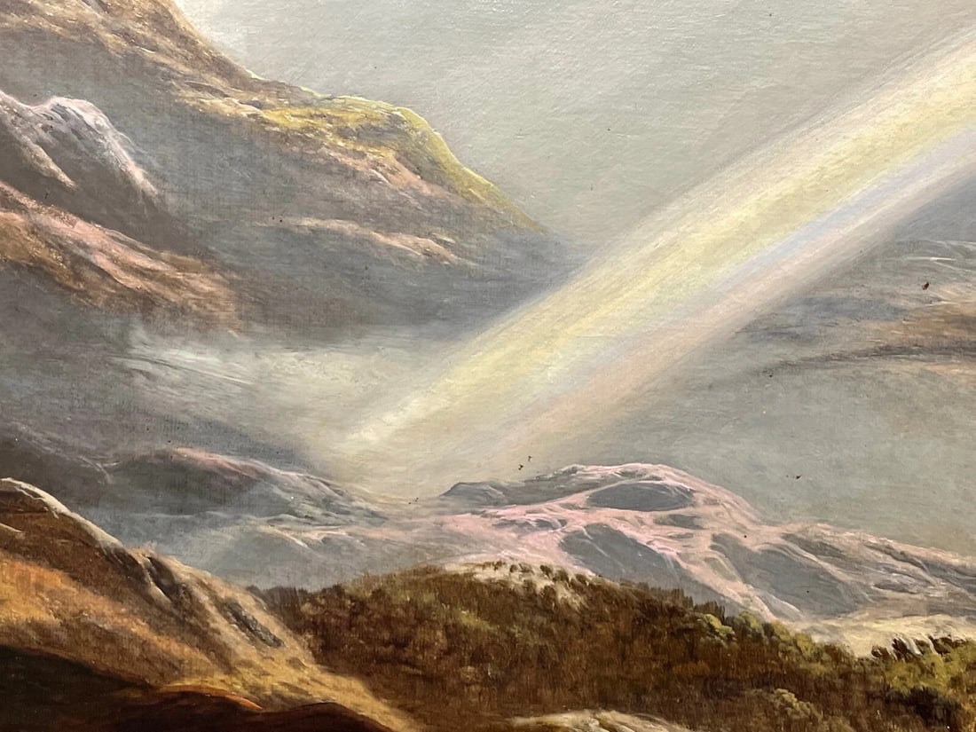 Landscape Oil Masterpiece“A Summer Shower Passing Over the Snowdon Range" C1878 - 8