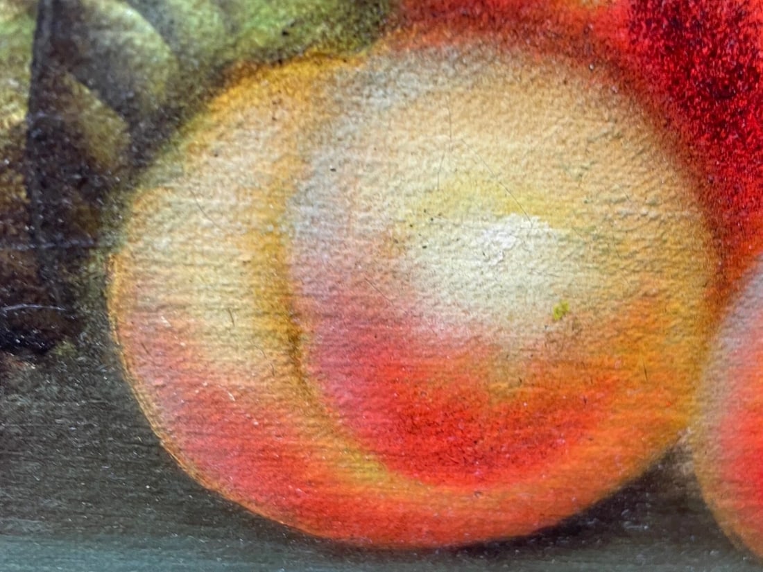 19th Century British Work Of Art Oil Painting Still Life Roses Peaches & Grapes - 16