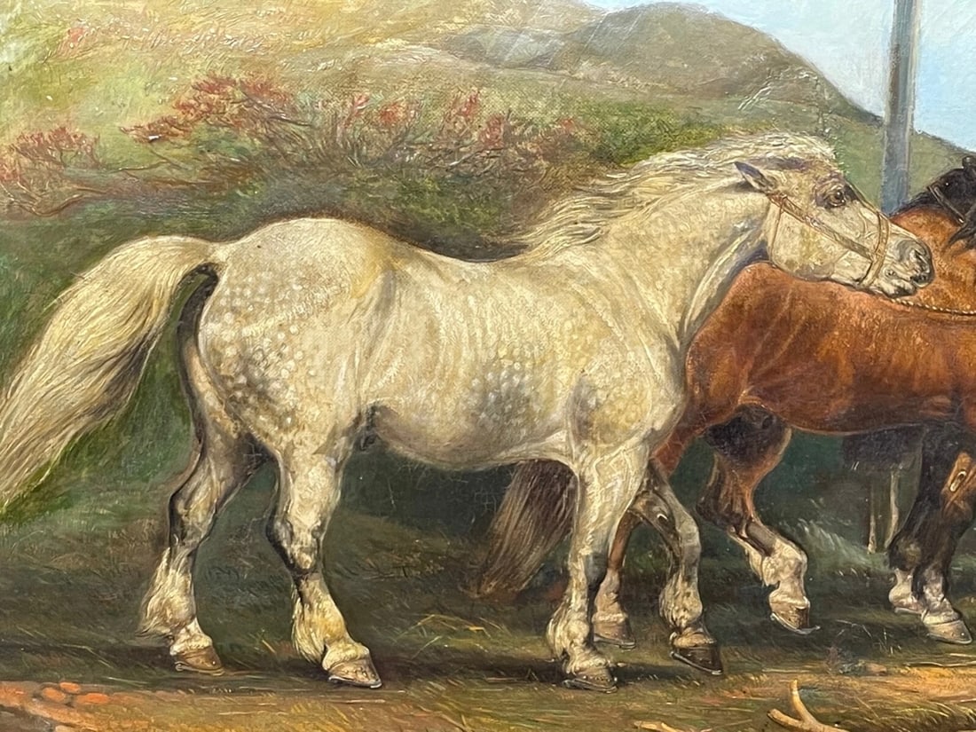Equestrian Oil Painting Horses On The Road To Chester By Edward Lloyd Ellesmere - 10
