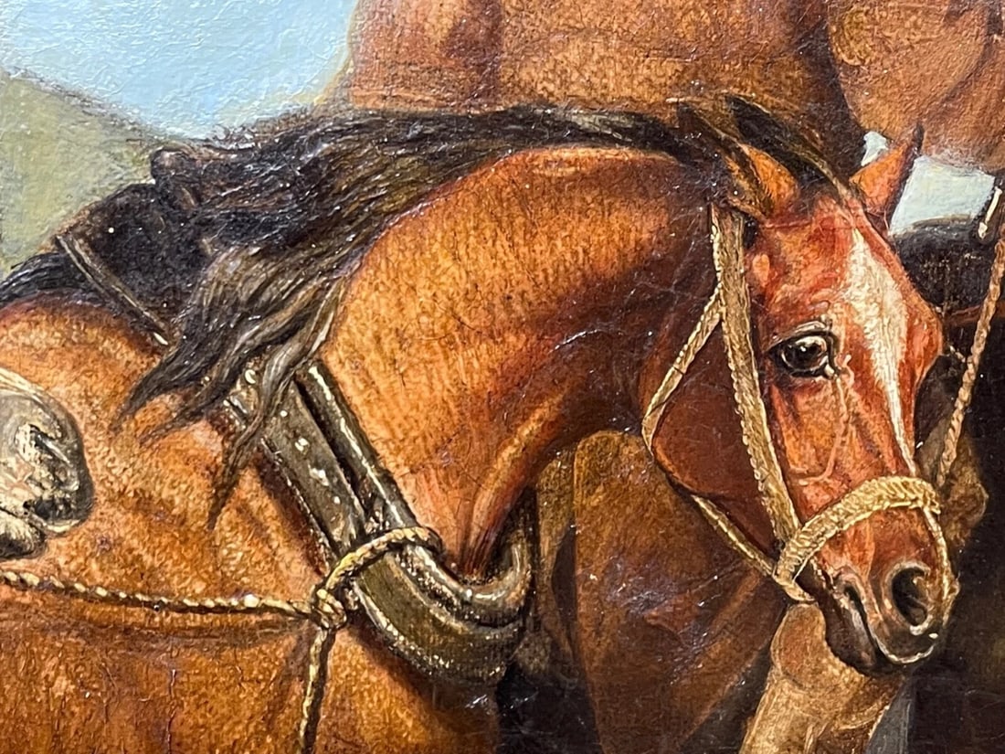 Equestrian Oil Painting Horses On The Road To Chester By Edward Lloyd Ellesmere - 13