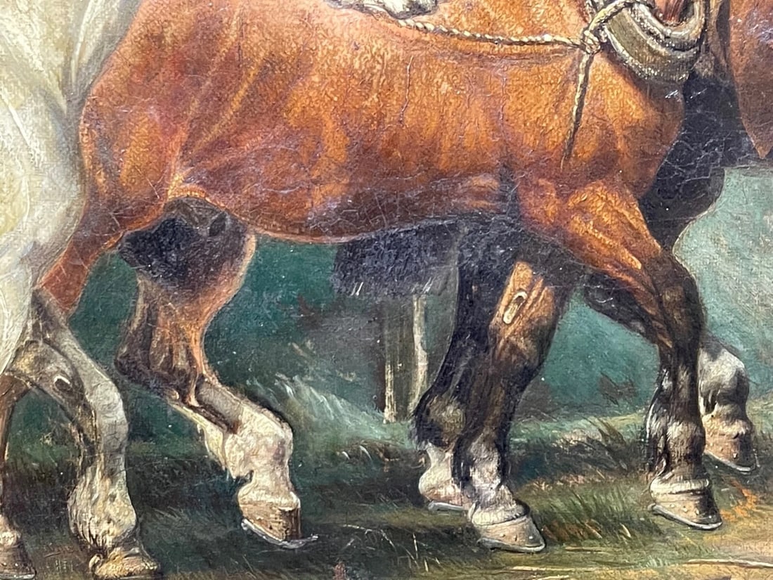 Equestrian Oil Painting Horses On The Road To Chester By Edward Lloyd Ellesmere - 15