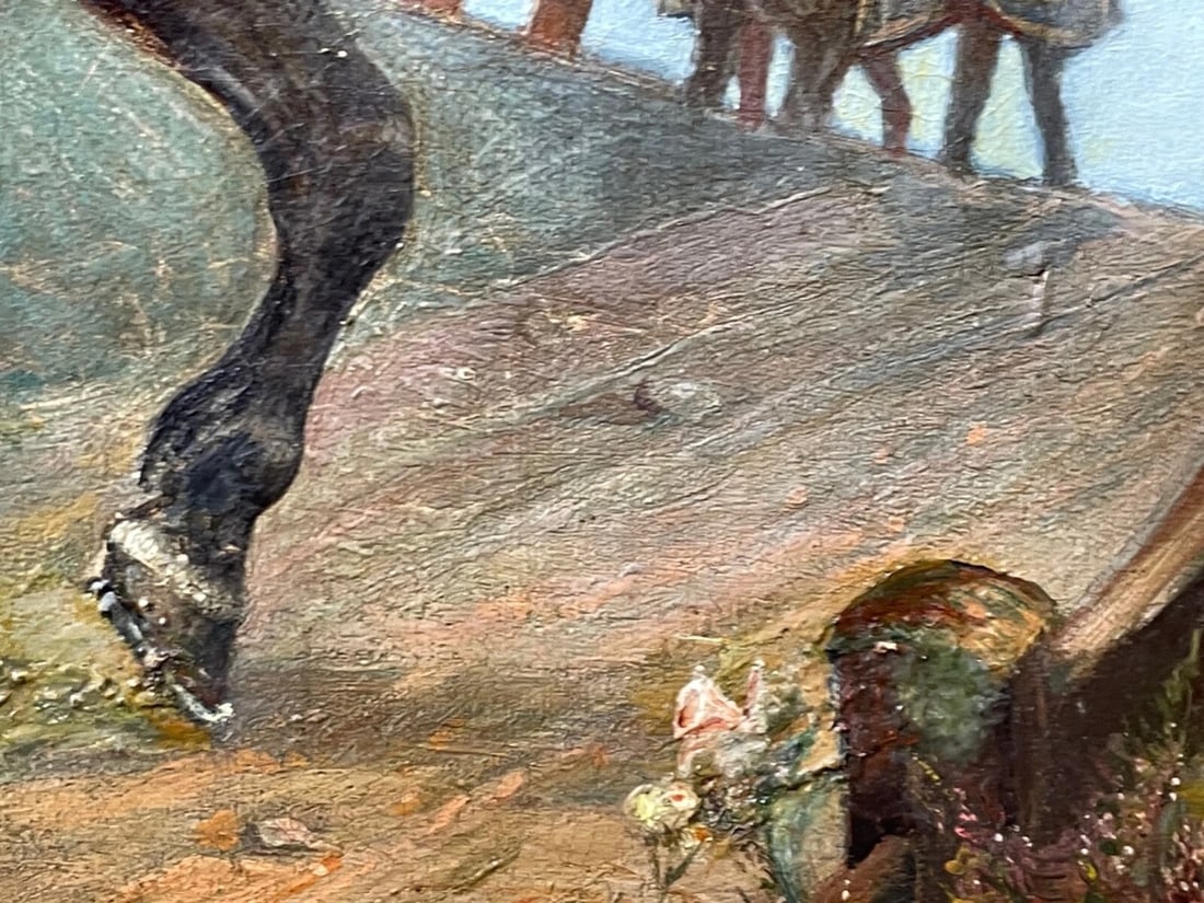 Equestrian Oil Painting Horses On The Road To Chester By Edward Lloyd Ellesmere - 17