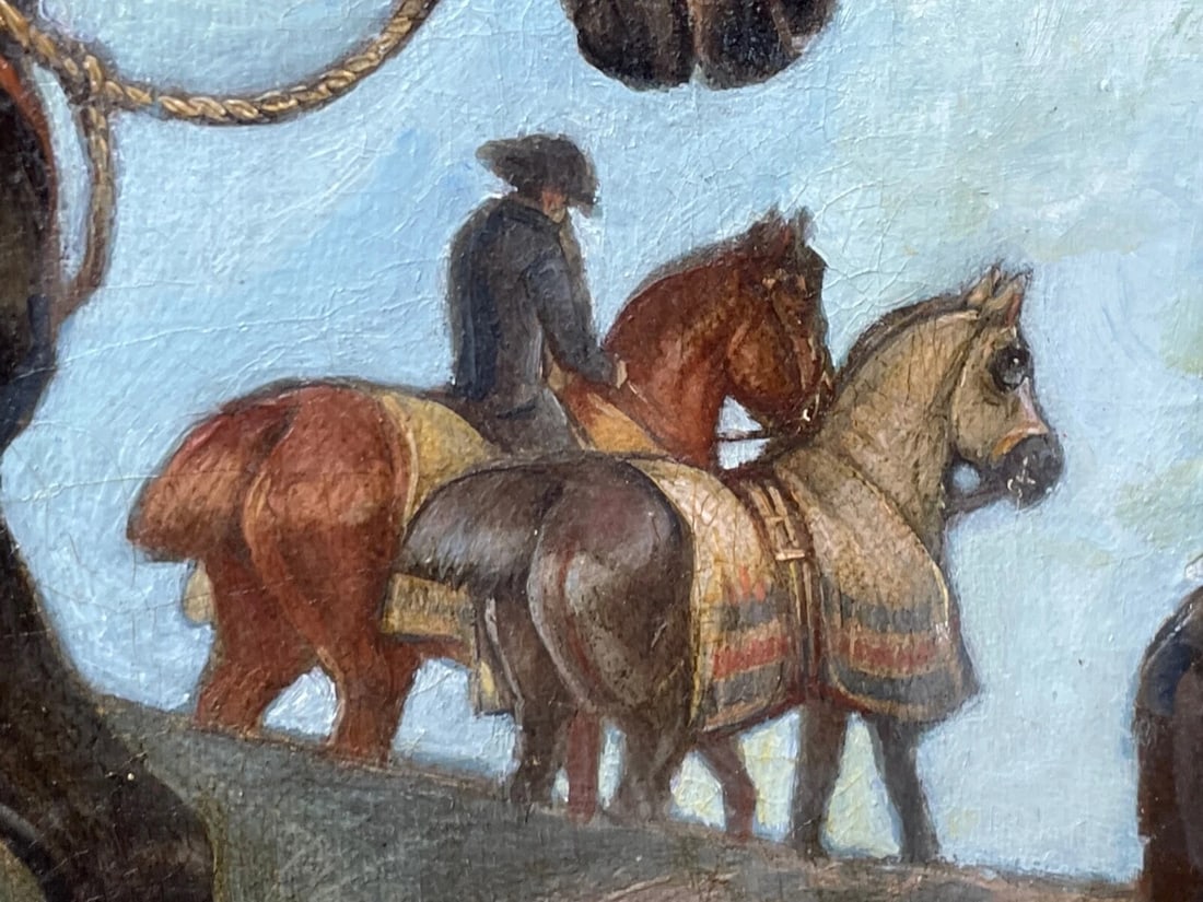 Equestrian Oil Painting Horses On The Road To Chester By Edward Lloyd Ellesmere - 7