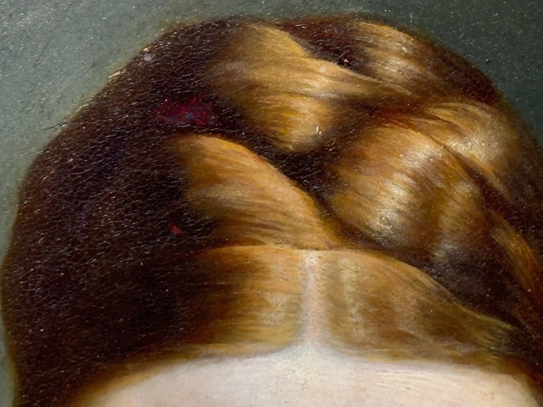 Victorian 19th Century Oil Painting Portrait Young Dutch Hague Lady Nobility - 19