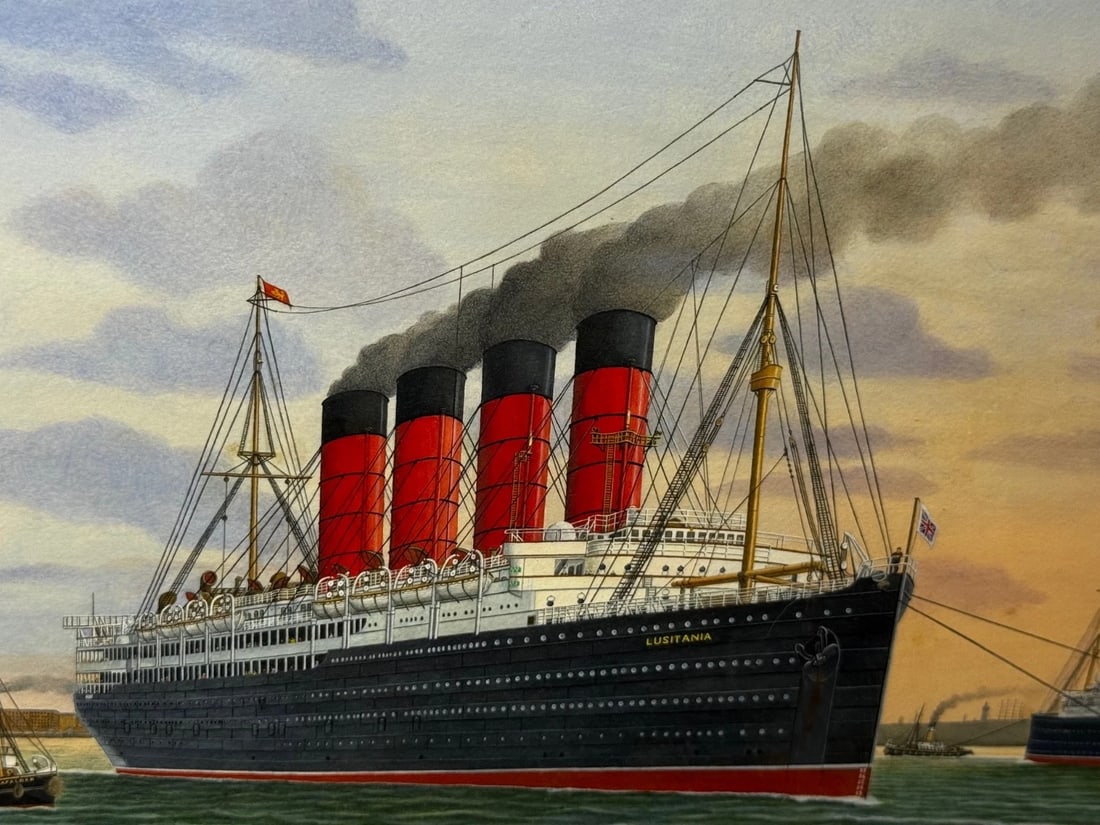 Sisters of the Mersey RMS Lusitania & RMS Mauretania Marine Masterpiece Painting - 3