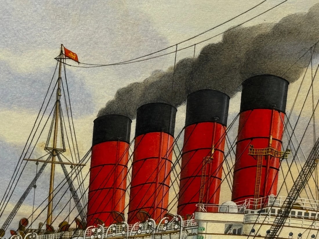Sisters of the Mersey RMS Lusitania & RMS Mauretania Marine Masterpiece Painting - 8