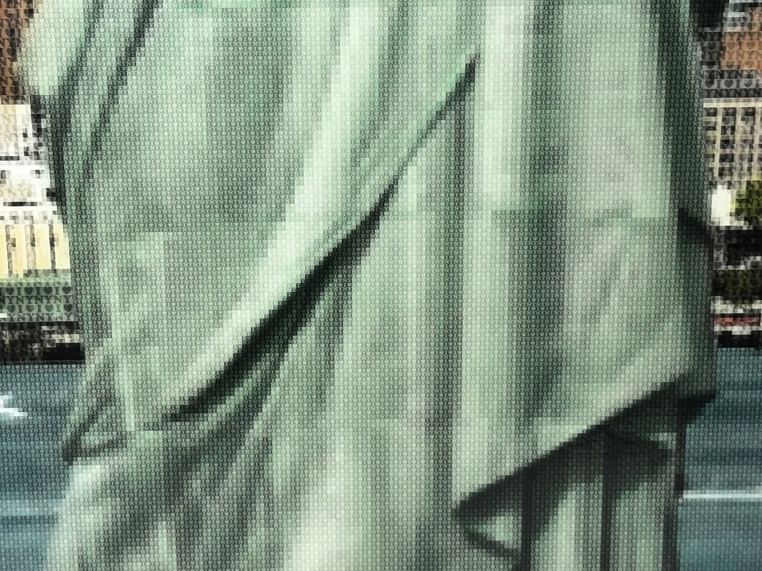 Huge Contemporary Nostalgic Painting New York Neoclassical Statue Liberty - 16