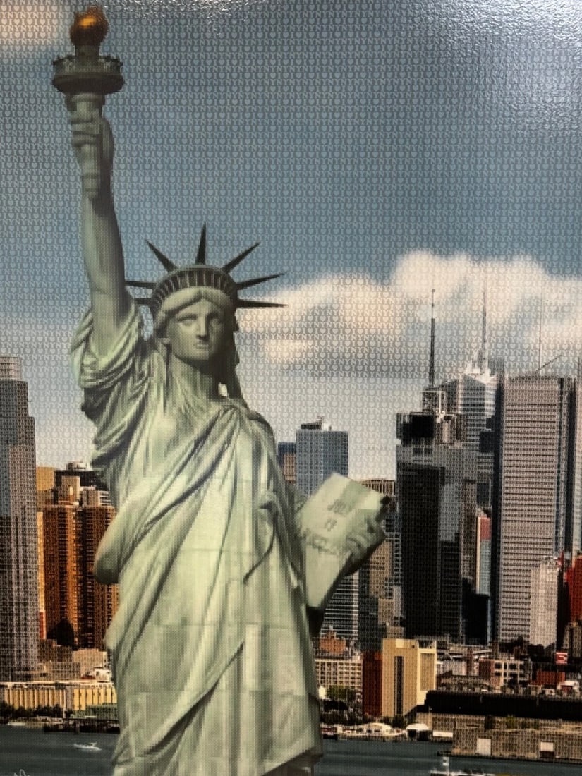 Huge Contemporary Nostalgic Painting New York Neoclassical Statue Liberty - 2