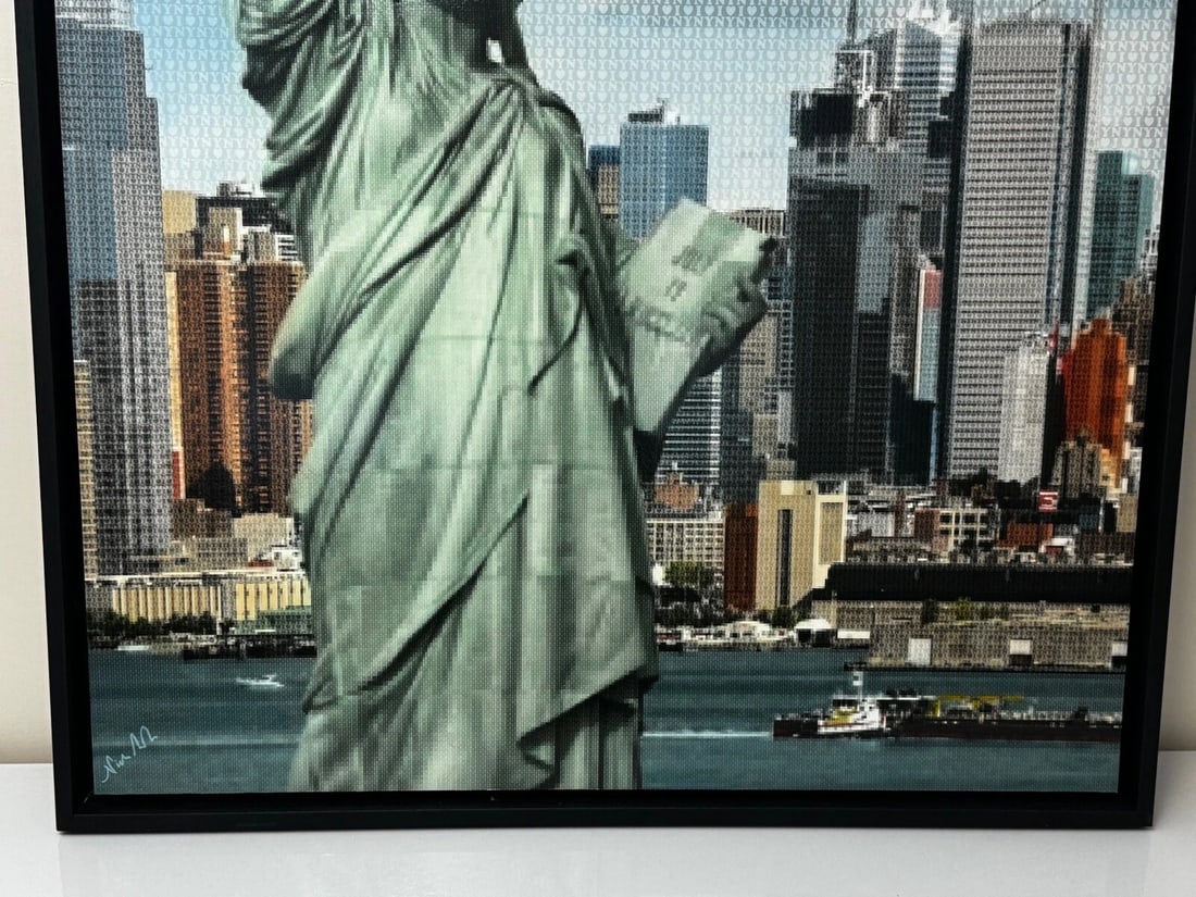Huge Contemporary Nostalgic Painting New York Neoclassical Statue Liberty - 3