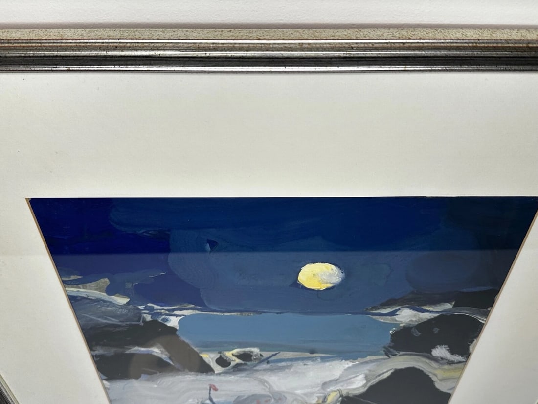 Painting Illuminated Moonlight Seaside Night Beach By James Downie Robertson RSA - 6