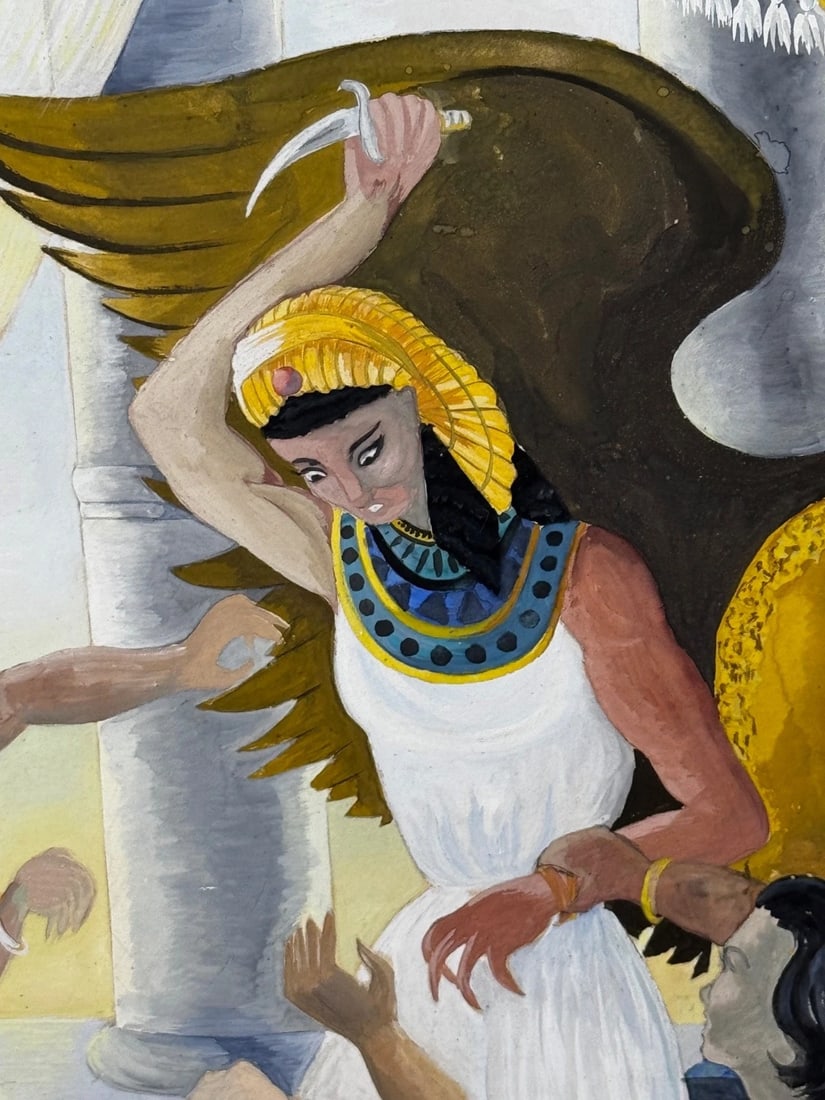 Surrealism Painting Death of Cleopatra by Wenda Jerrum c1960 Egyptian Mythology - 13