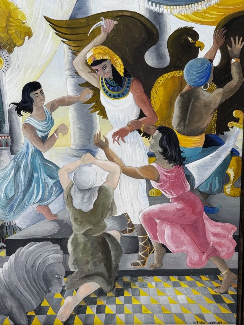 Surrealism Painting Death of Cleopatra by Wenda Jerrum c1960 Egyptian Mythology - 2