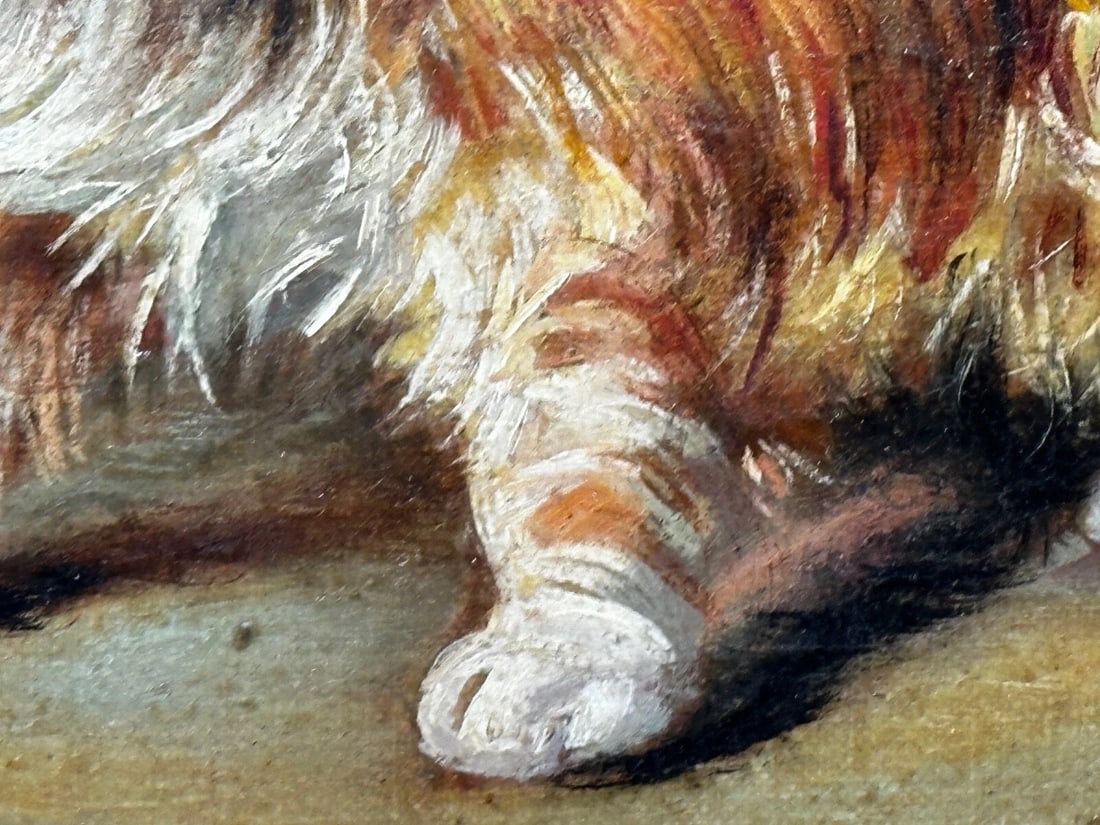 Oil Painting Kitten Patience Hunting Fly By Francisco José Domingo y Marqués - 14