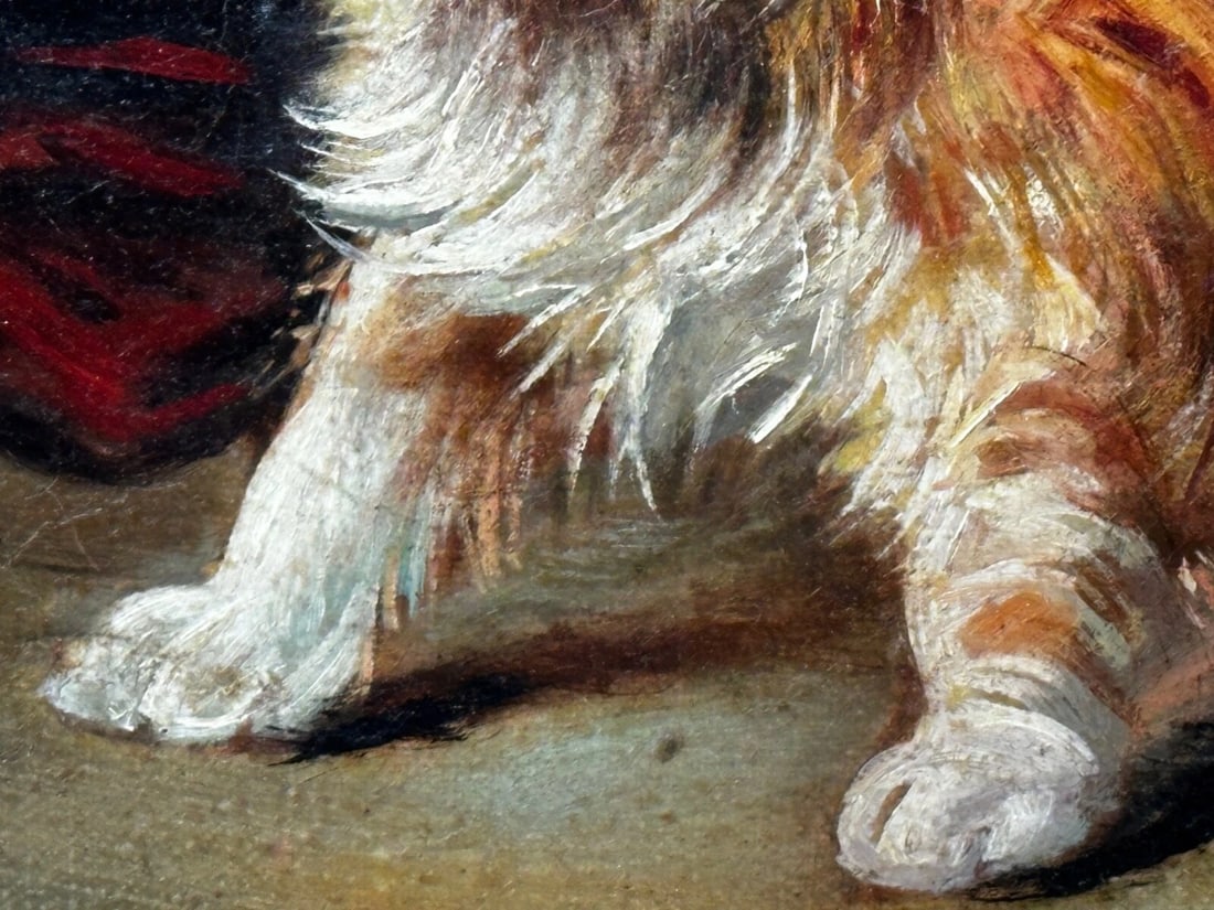 Oil Painting Kitten Patience Hunting Fly By Francisco José Domingo y Marqués - 9