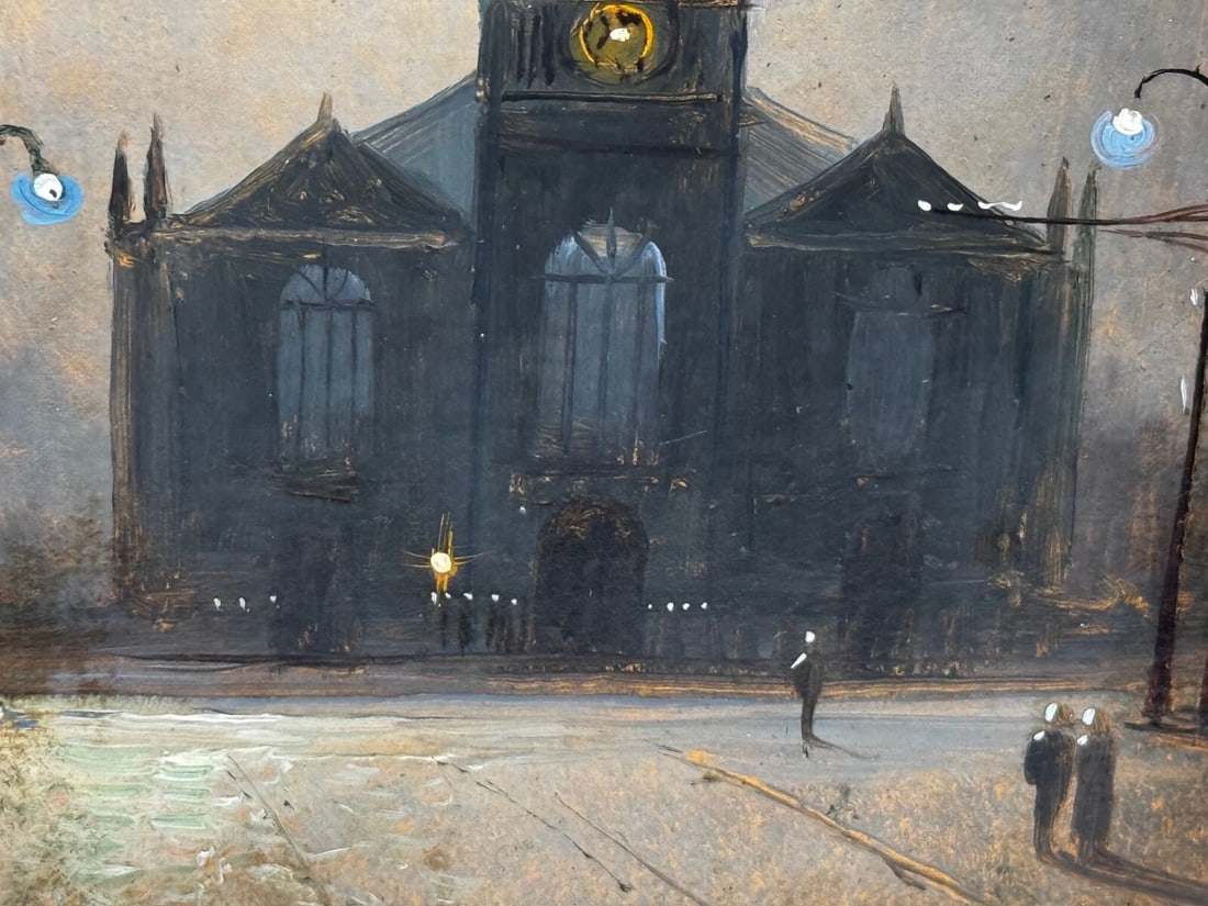 Painting Trinity Church Liverpool In Moonlight By Walter Meegan Grimshaw Protégé - 8
