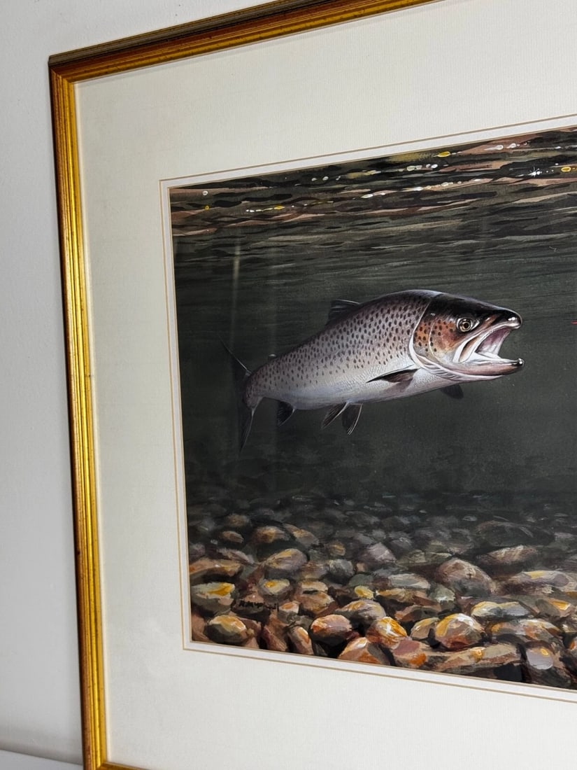 Sporting Painting Sea Trout Nearly Hooked The Silver Zulu Fly By Roger McPhail - 8