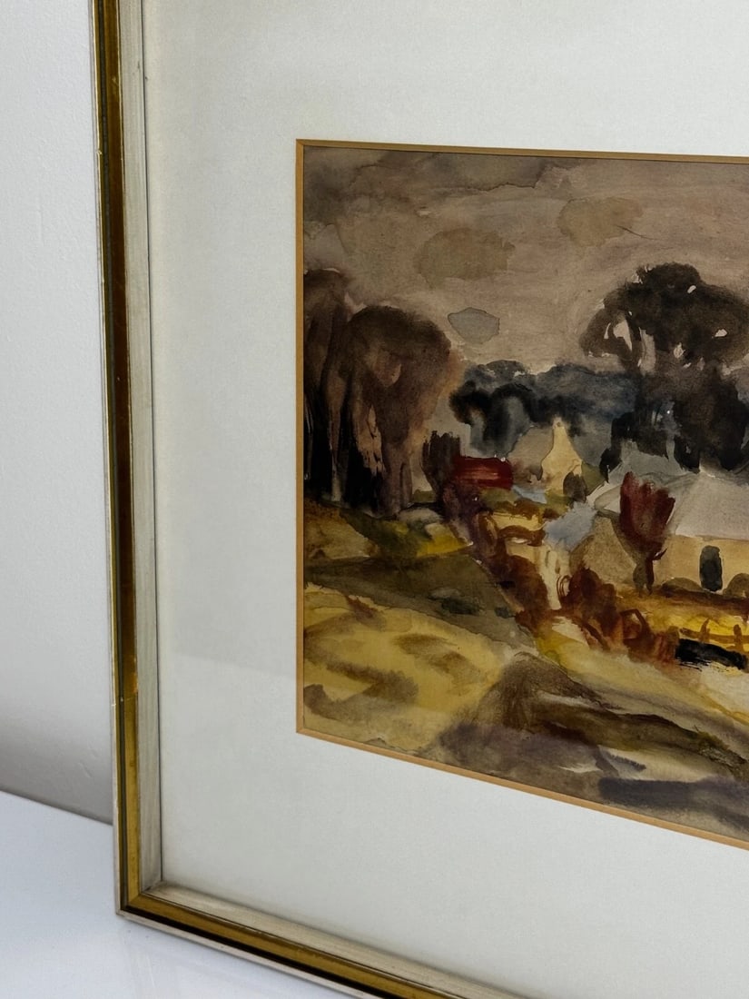 Painting Historic Midlothian Temple Village By Sir William George Gillies RSA RA - 5