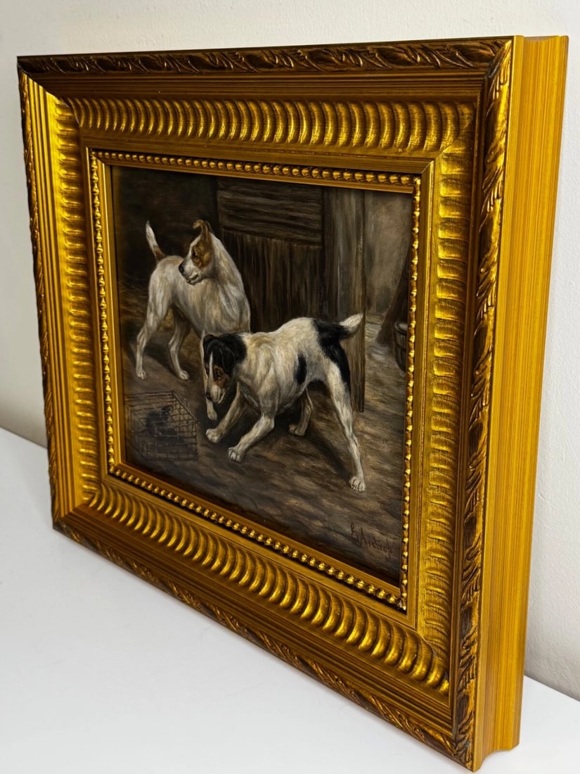 Victorian Masterpiece Rat Trapped Jack Russell Terriers Guarding C1880 - 10