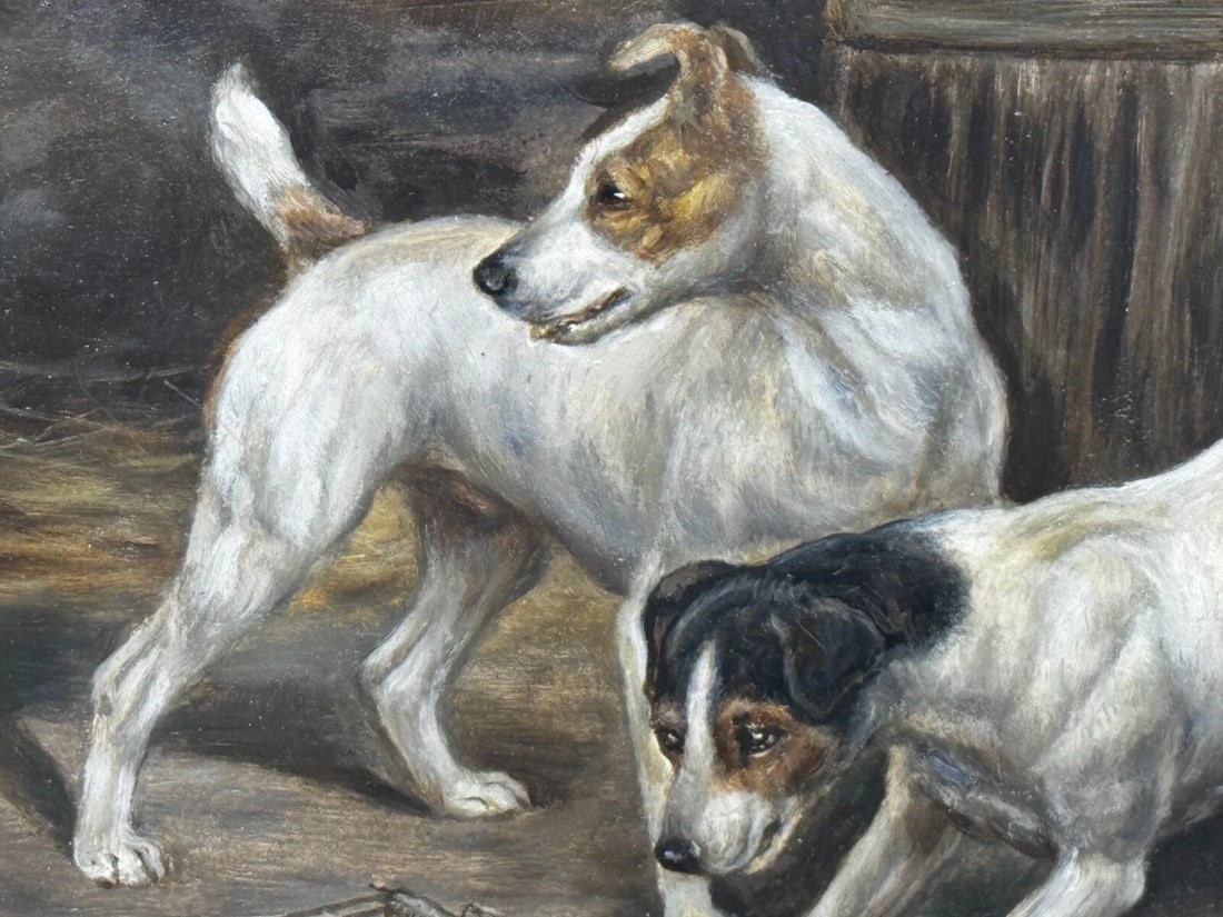 Victorian Masterpiece Rat Trapped Jack Russell Terriers Guarding C1880 - 14