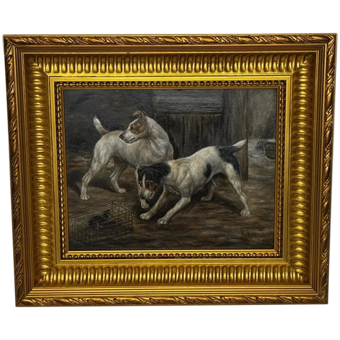 Victorian Masterpiece Rat Trapped Jack Russell Terriers Guarding C1880 (1 of 20)