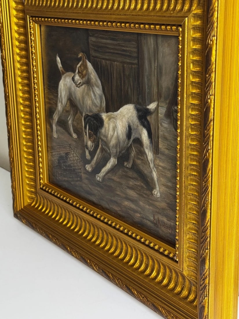 Victorian Masterpiece Rat Trapped Jack Russell Terriers Guarding C1880 - 5