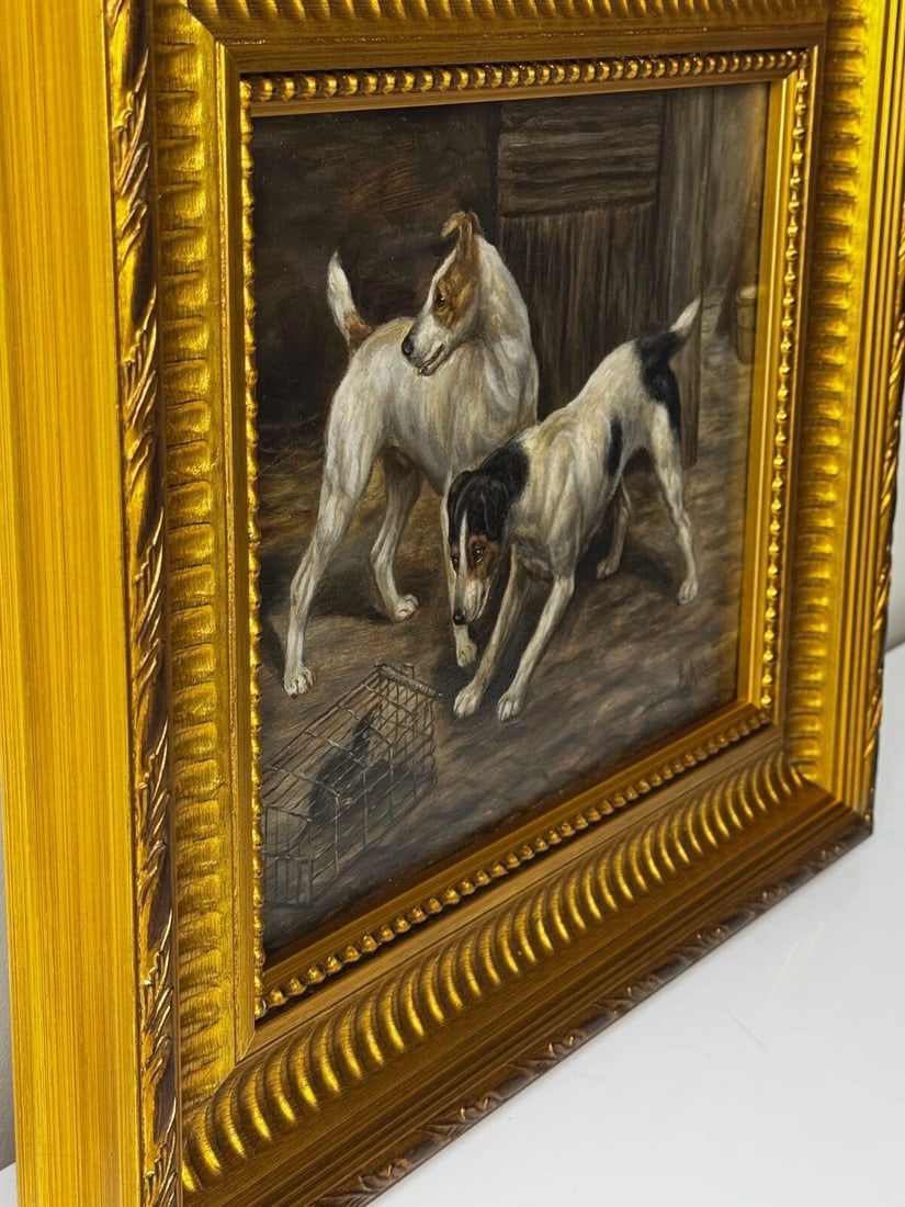 Victorian Masterpiece Rat Trapped Jack Russell Terriers Guarding C1880 - 6