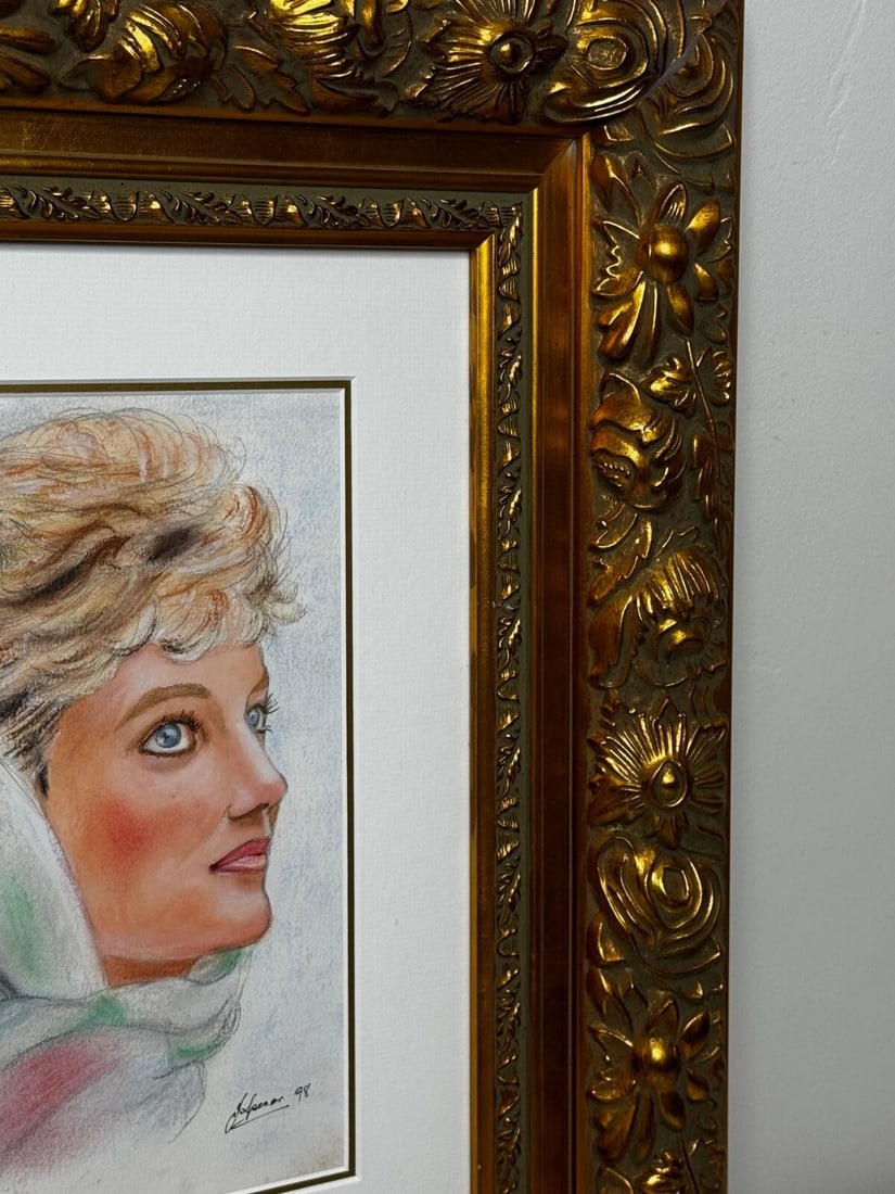 British Royalty Princess Diana Fashion Icon 1992 Spring Cairo Portrait Pastel - 2