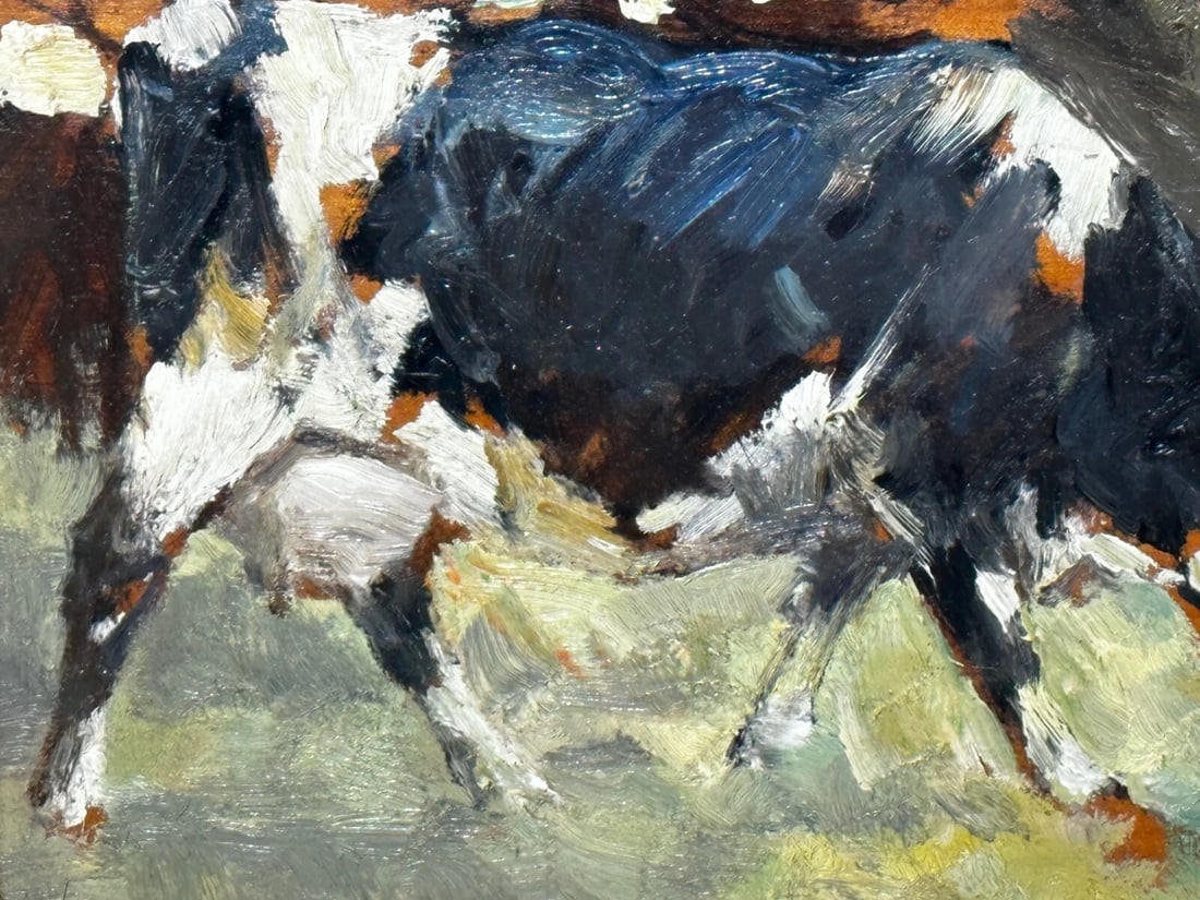 Oil Painting Friesian Cow Grazing c1900's Signed by George Smith RSA Scottish - 10