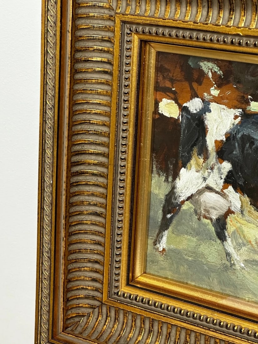 Oil Painting Friesian Cow Grazing c1900's Signed by George Smith RSA Scottish - 4