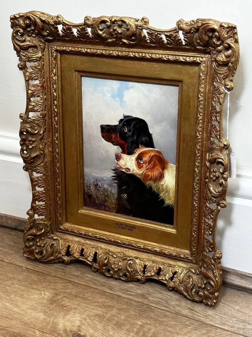 Oil Painting Gordon Setter with Irish Red White Gun Dogs In Scottish Highlands - 18