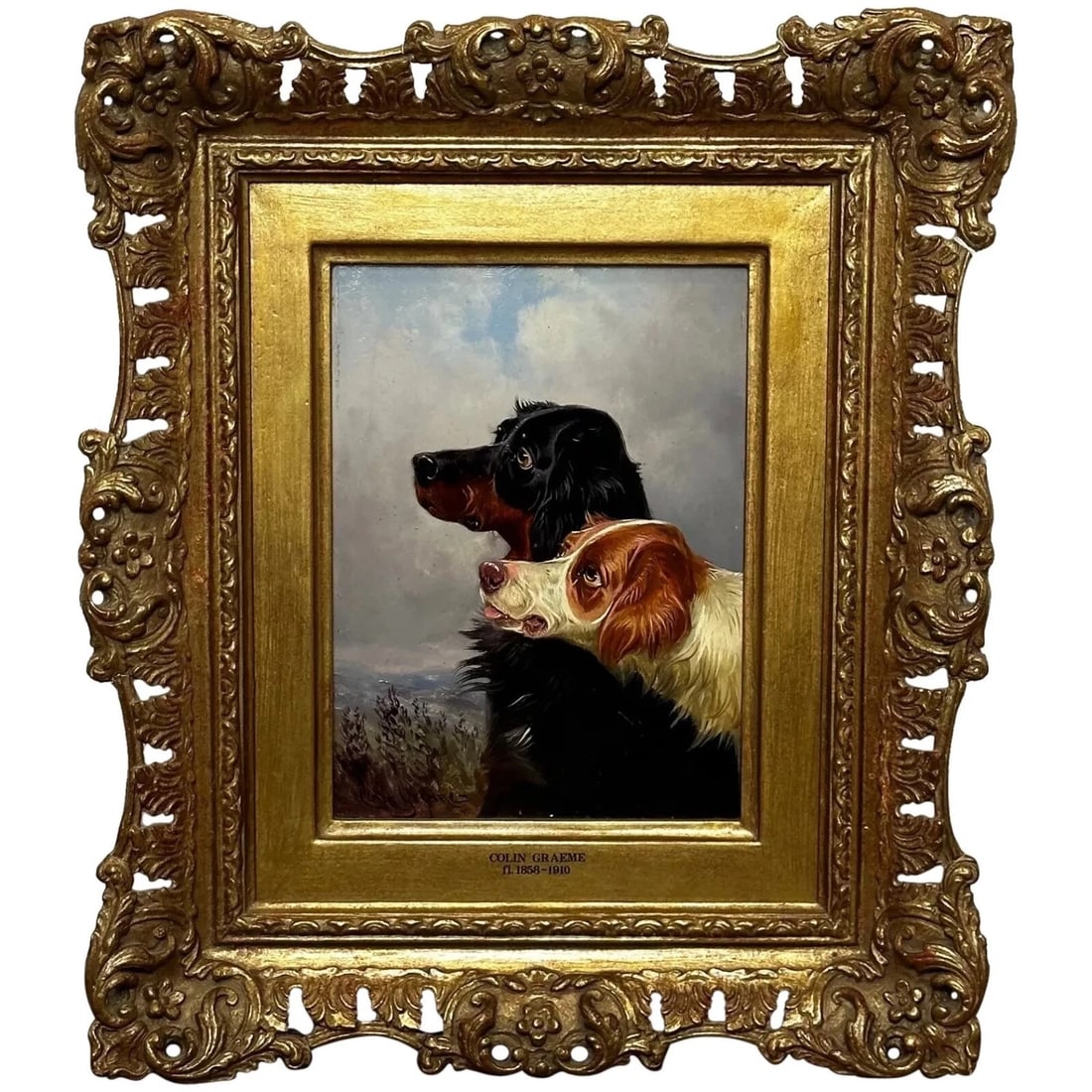 Oil Painting Gordon Setter with Irish Red White Gun Dogs In Scottish Highlands (1 of 20)