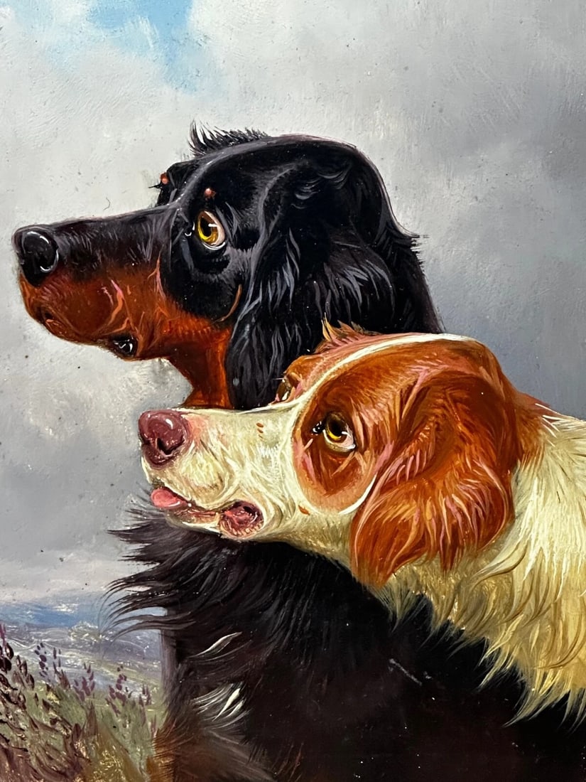Oil Painting Gordon Setter with Irish Red White Gun Dogs In Scottish Highlands - 2