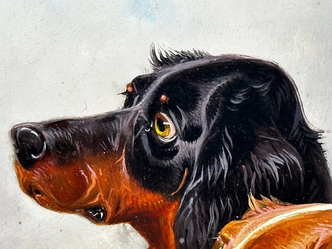 Oil Painting Gordon Setter with Irish Red White Gun Dogs In Scottish Highlands - 4