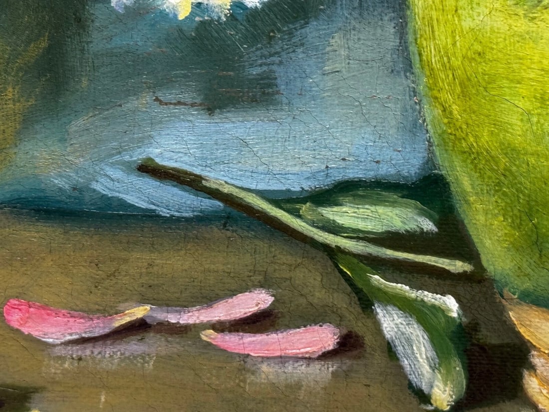 Victorian Still Life Oil Painting Flowers Chrysanthemums In Vase Emily Selinger - 16