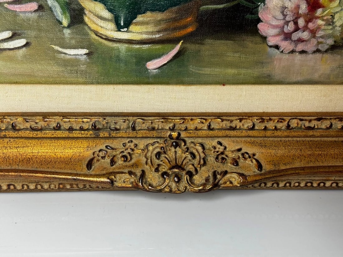 Victorian Still Life Oil Painting Flowers Chrysanthemums In Vase Emily Selinger - 6
