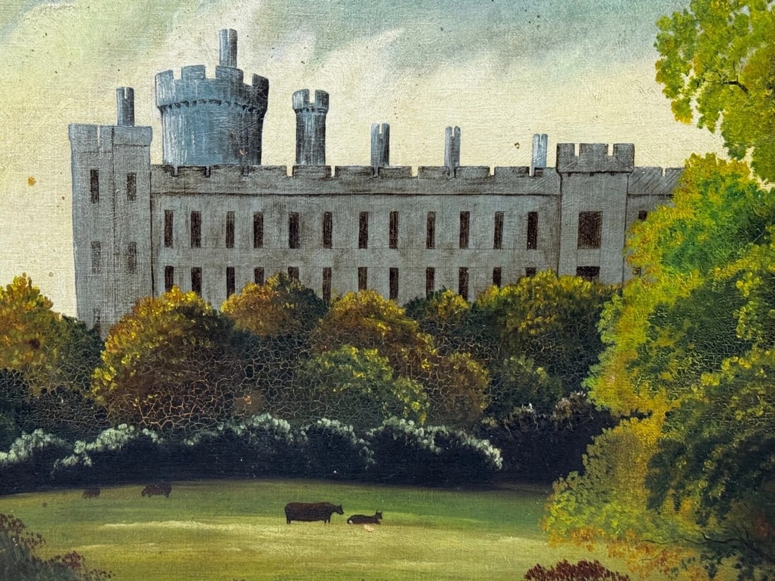 Victorian Oil Painting Architectural Historic Arundel Castle After James Canter - 2