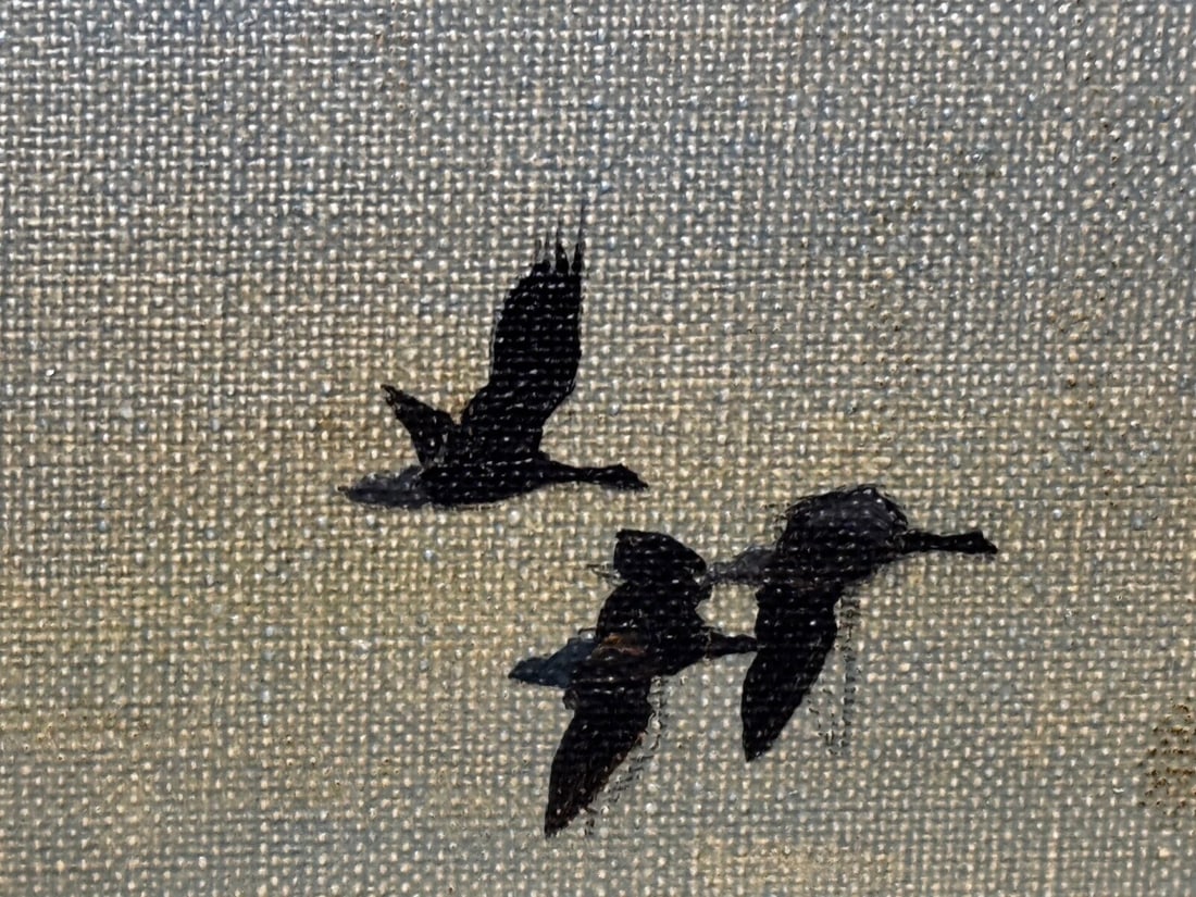 Painting Skein Brent Geese Flying Over Marsh The Fens South Holland Lincolnshire - 10