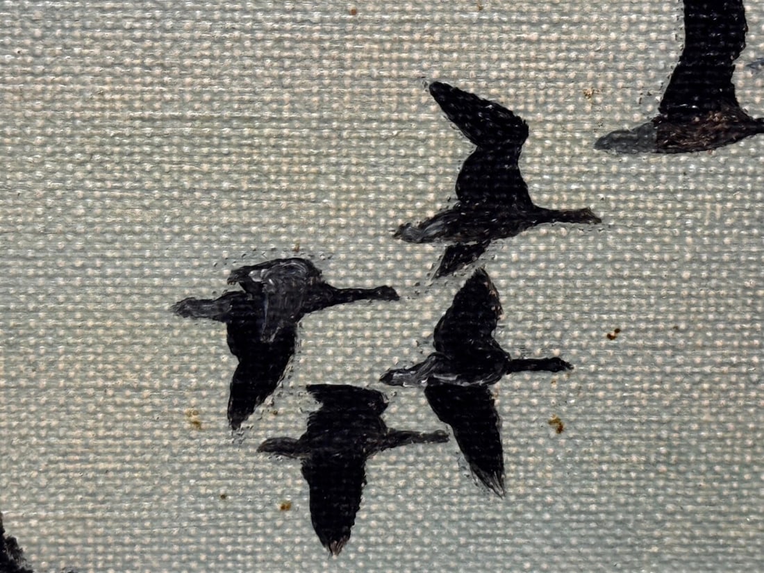 Painting Skein Brent Geese Flying Over Marsh The Fens South Holland Lincolnshire - 13