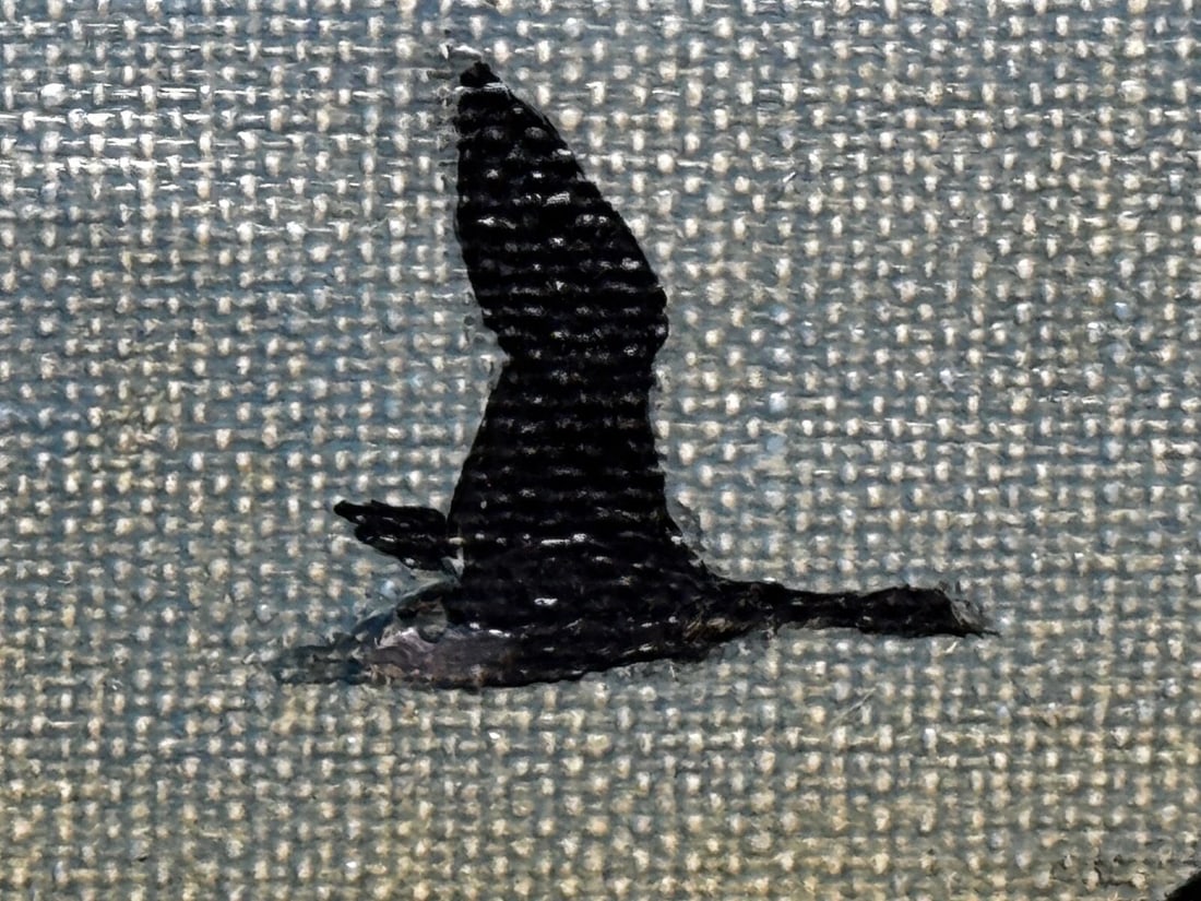 Painting Skein Brent Geese Flying Over Marsh The Fens South Holland Lincolnshire - 14